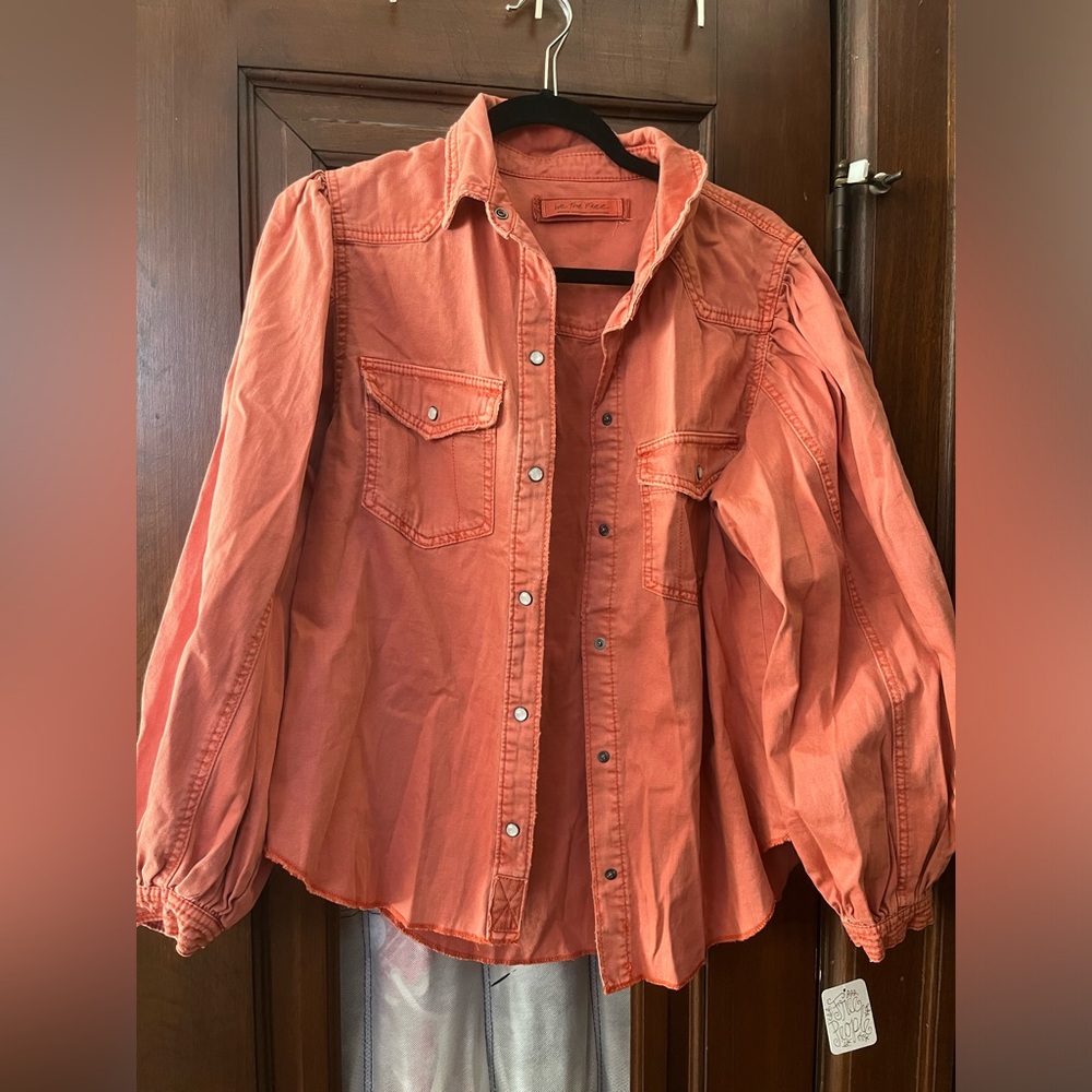 Free People faded red/burnt orange shirt/shacket size M